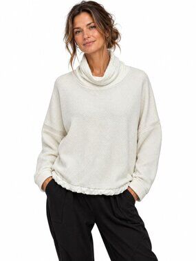 Beate Heymann Women's Textured Cowl Neck Pullover Sweatshirt Top Boxy Size US 10